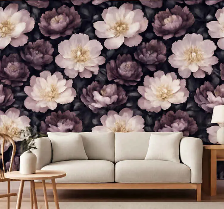 Sista chansen Fondtapet vardagsrum mörka blommor