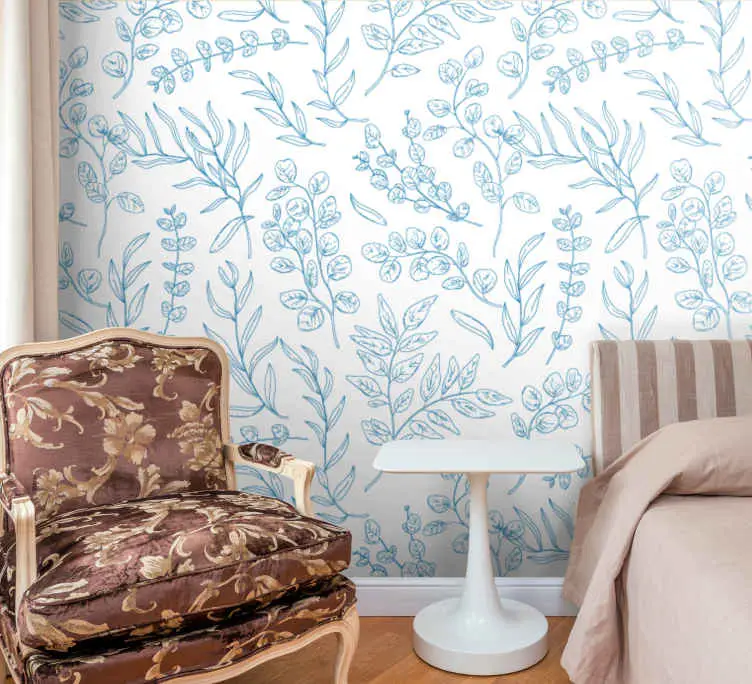 Fynd Blommig skiss design Tapet blad