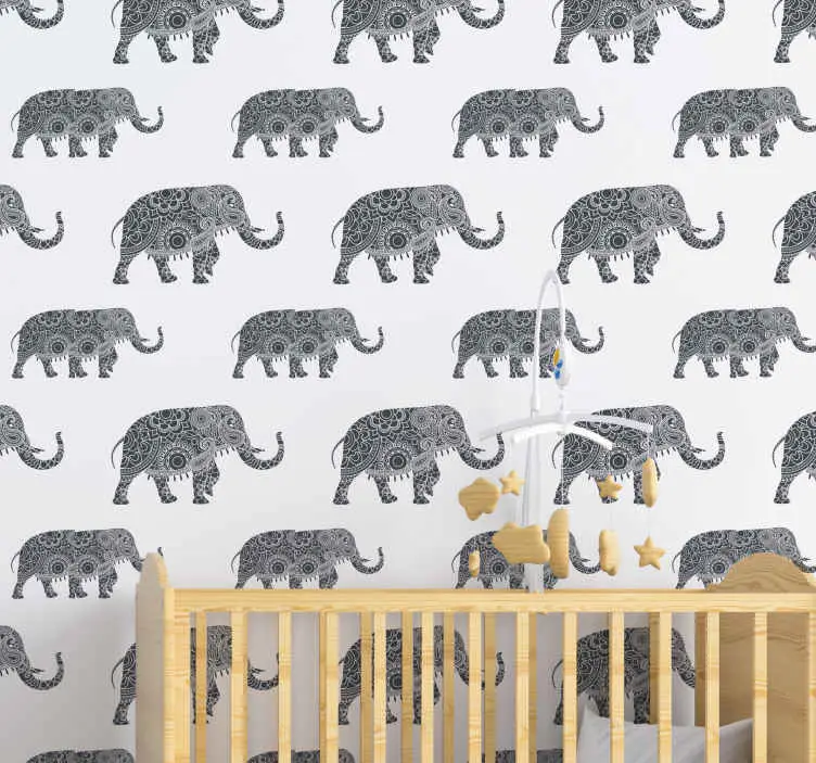 Sänkt pris Utsmyckade elefanter Bebis tapet