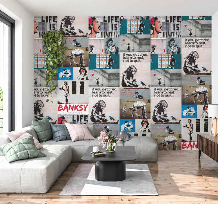 Lägg i varukorgen Banksy collage abstrakt tapet
