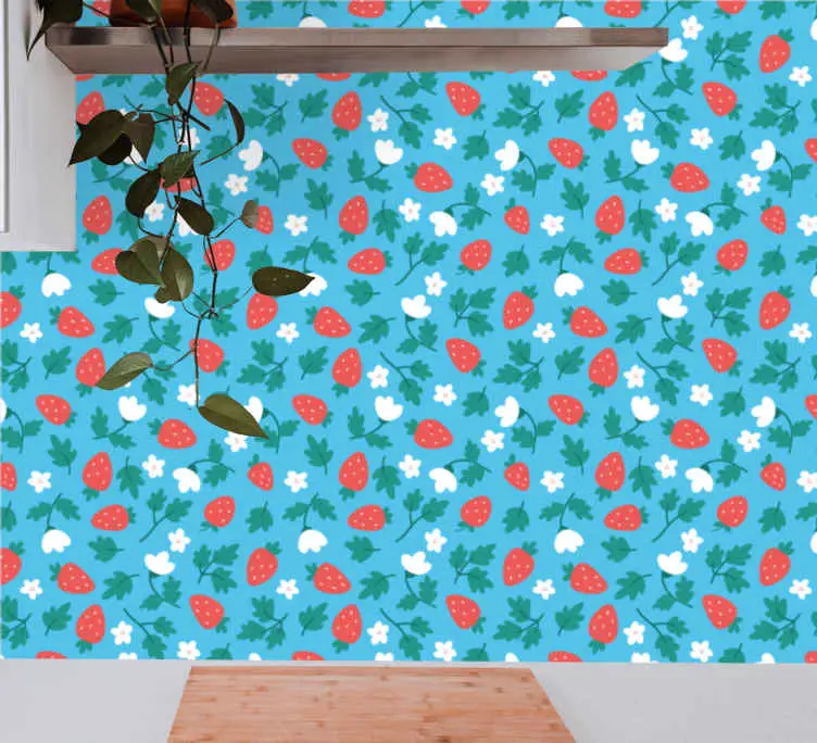 Jordgubbsblommor tapet natur Rabatt