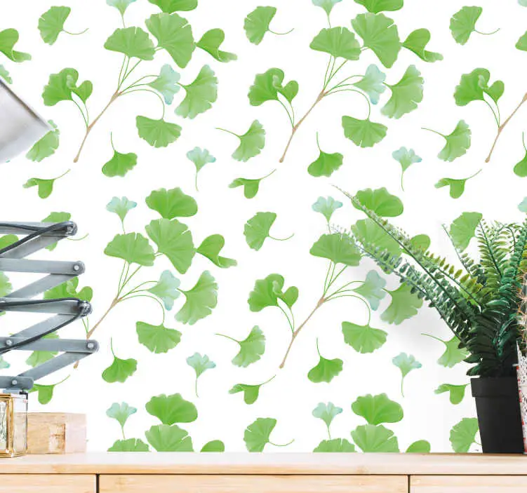 Tapet blad ginkgo biloba mönster risnedsättning