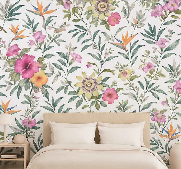 Äktenskap tapet blå blommor design Lägg i varukorgen