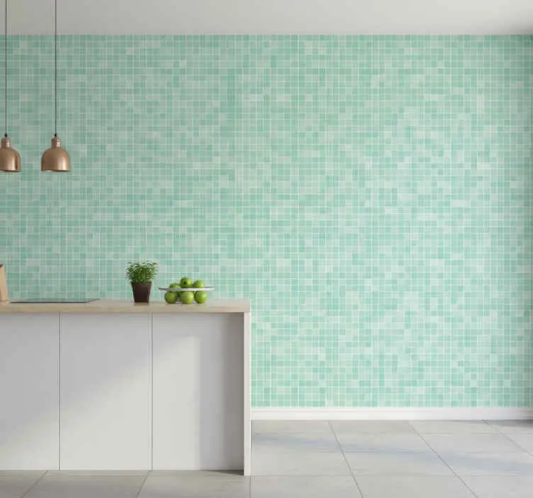 Utförsäljning Tapet plattor mint mosaikmönster