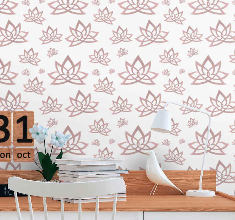 Lotus beige mönster Tapet blommig Premium