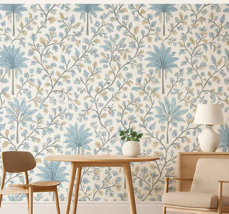 Tapet träd dämpad teal botanisk palm Säker betalning