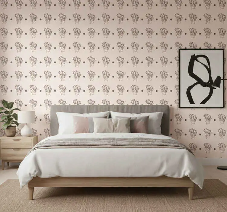 Begränsat antal Tapet blommor silhuett minimalistisk söt kvinna floral