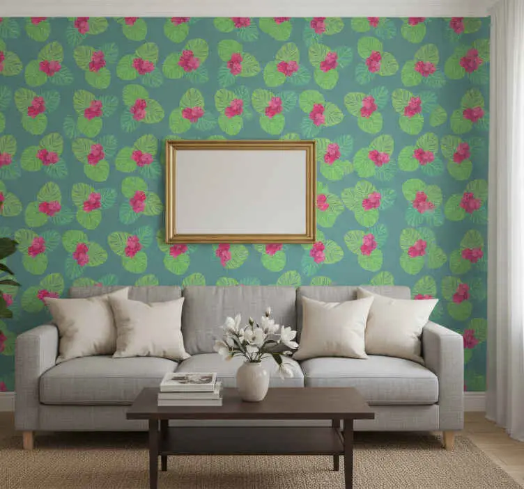 Tapet blommig magnoliablomma på vattendesign Nedsatt pris