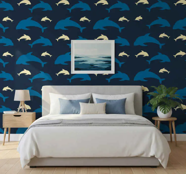 Outlet Tapet sovrum 3 delfiner i havet