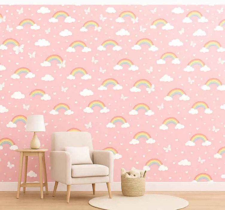 Lägg i varukorgen Barn tapet rosa barn regnbåge design