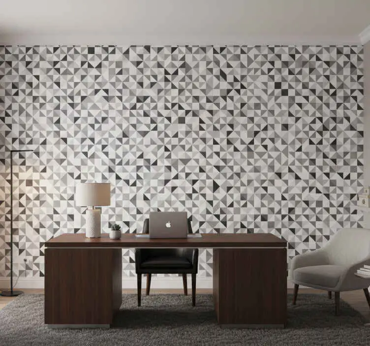 Tapet kontor grå trianglar mosaik Beställ idag