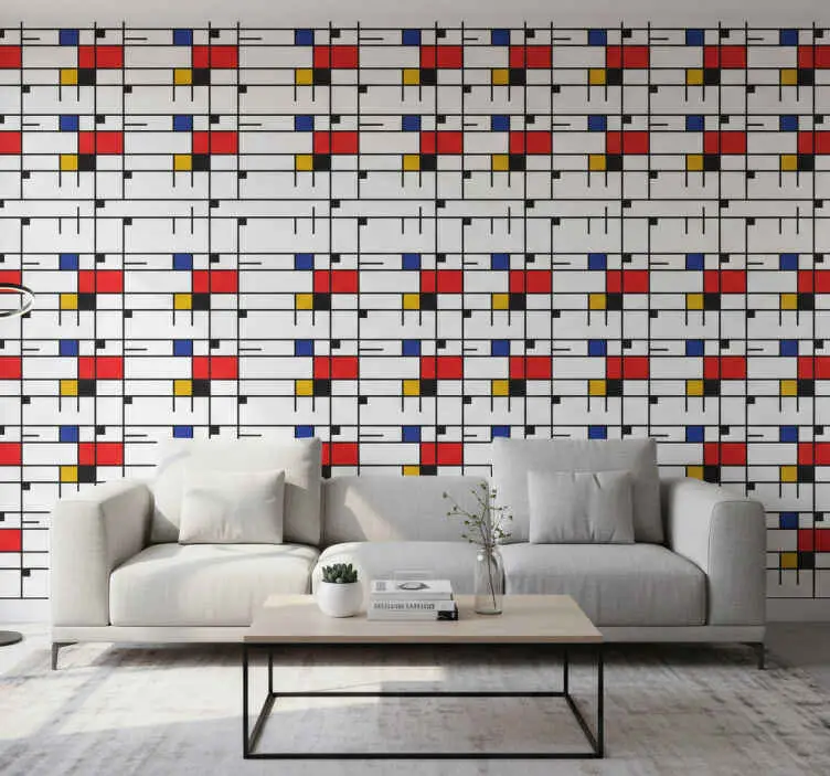 Modern tapet mondrian geometrisk konst Erbjudandepris