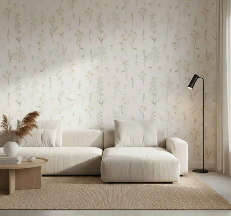 Sista chansen Fondtapet vardagsrum minimalistisk fältblomma