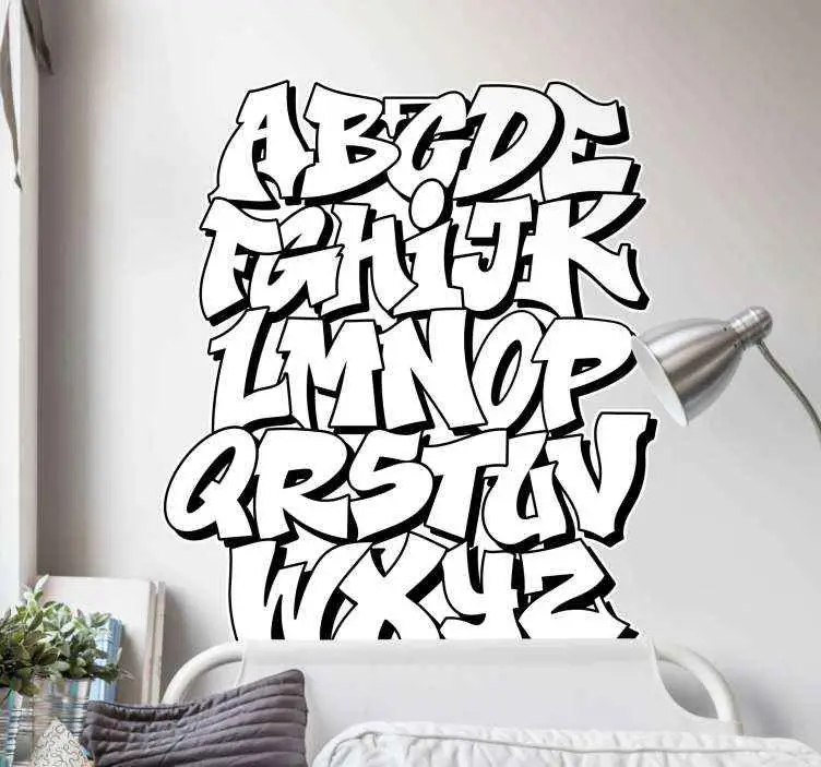 Köp online Old school graffiti alfabetet text väggdekal