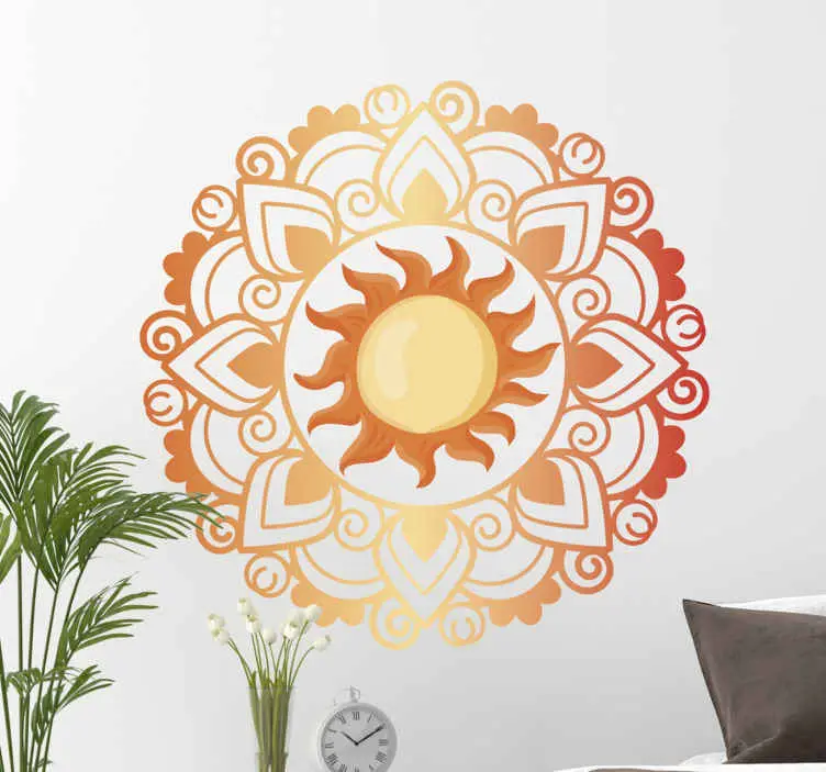 Handla nu Sun mandala blommigt väggdekal