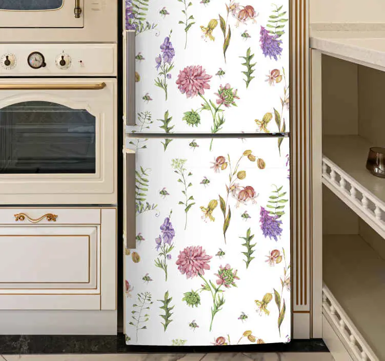 Mångfärgad minimalistisk vildblommor kylskåp dekal Rabatt