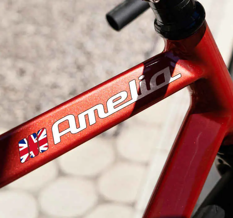 Storbritannien flagga i rektangel och anpassat namn cykel dekal Begränsad tid