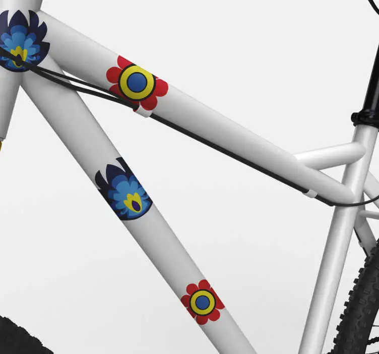 Lång blommakomposition blå cykel dekal Beställ idag
