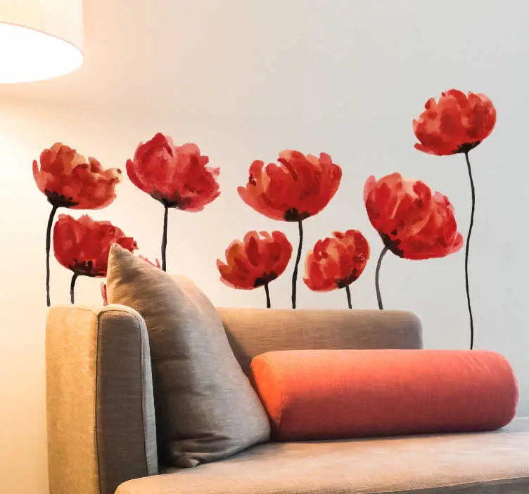 Rea Vallmo blommor väggdekor