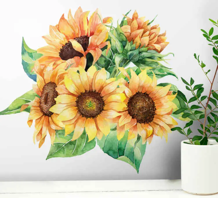 Rea Solrosor blomma vägg inredning