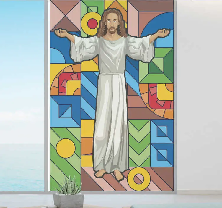 Rabatt Jesus målat glas fönster film fönster dekal