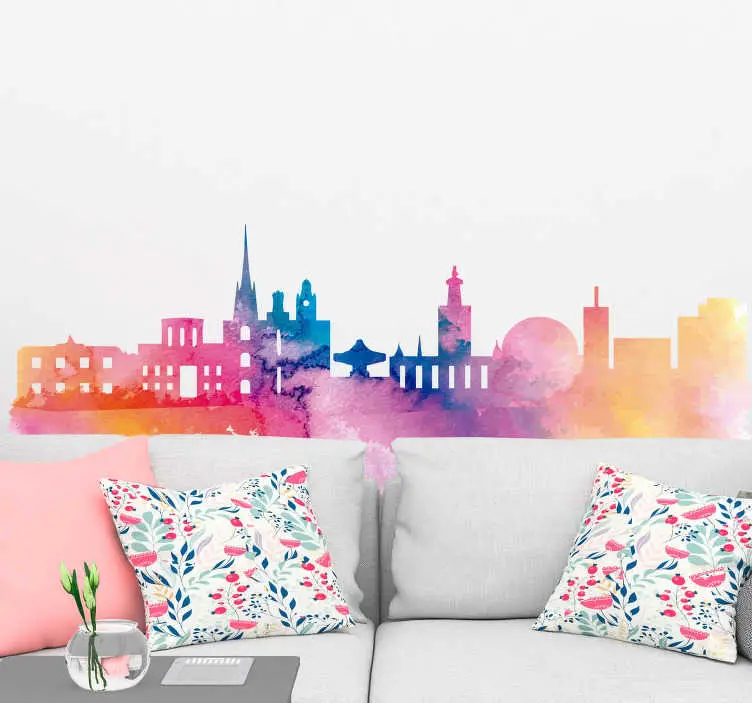 Stockholm skyline vardagsrum vägg inredning Populärt val
