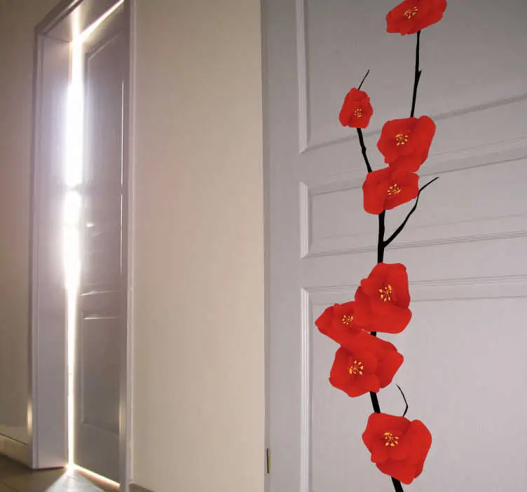 Röda blommor gren dekal Reapris