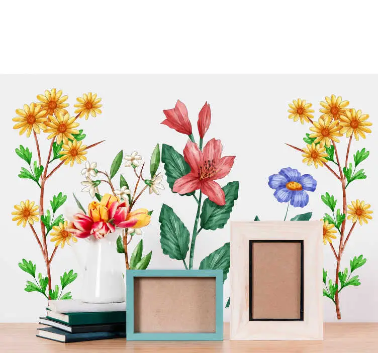 Expressleverans Botanisk trädgårdsritning blomma väggdekal