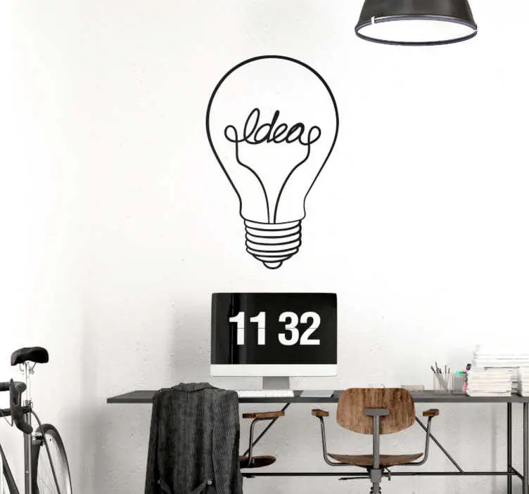 Glödlampa idé text väggdekor risnedsättning