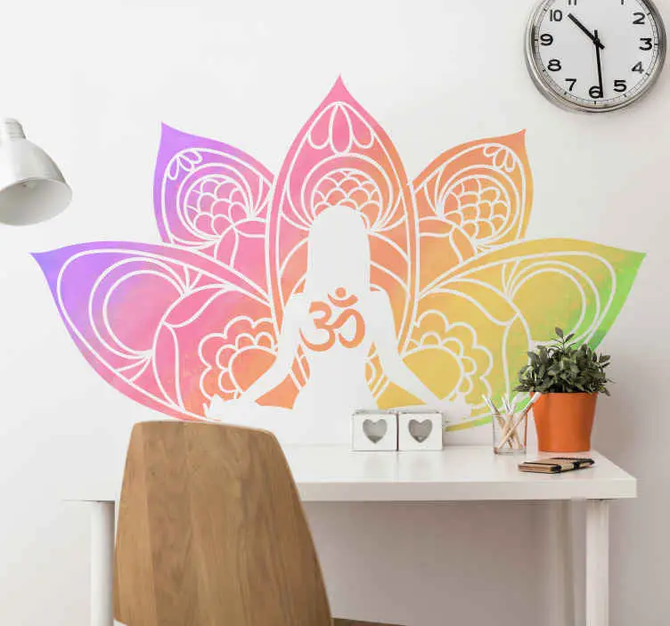 Lotus mångfärgad yogasymbol blomma väggdekor Extra rabatt