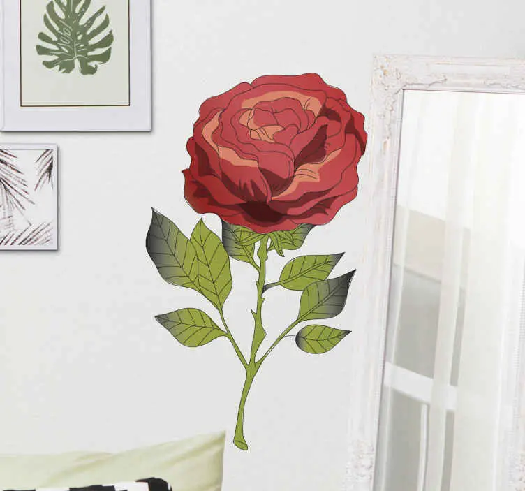 Söt röd ros blomma väggdekal Nedsatt pris