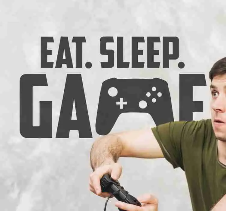 Säker betalning Juvenile gamer äter sömn och videospelet dekaler