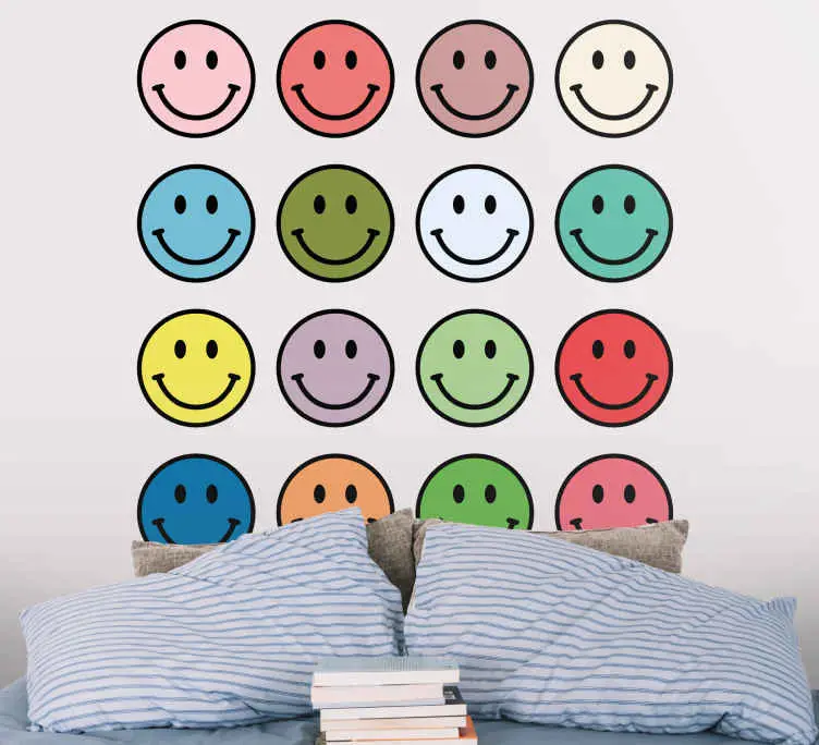 Olika färger 90-tals smileys tapet dekal I lager