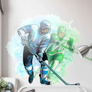 Abstrakt hockeyspelare väggdekal Kundfavorit