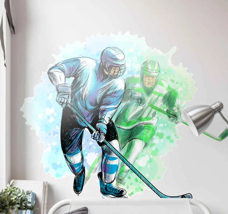 Abstrakt hockeyspelare väggdekal Kundfavorit