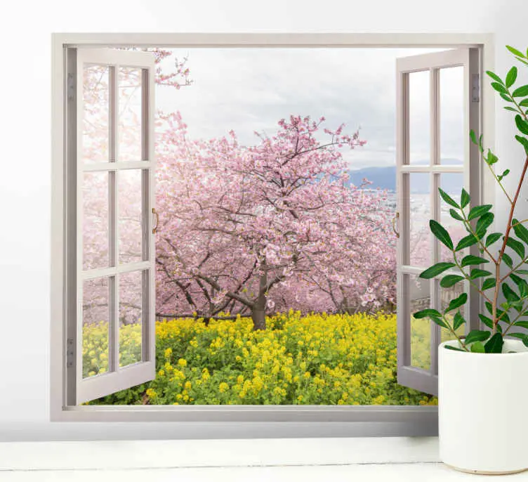 Endast denna vecka Vyer 3d till en dekoration för väggrosa trädblommavägg