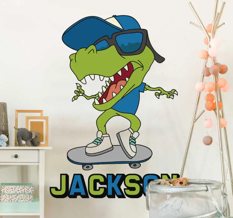 Kundfavorit Dino skridskor med namn väggdekor