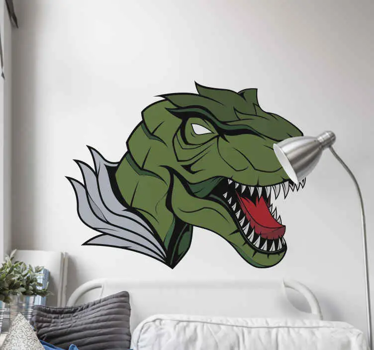 T-rex huvud illustration drake väggdekal Beställ nu