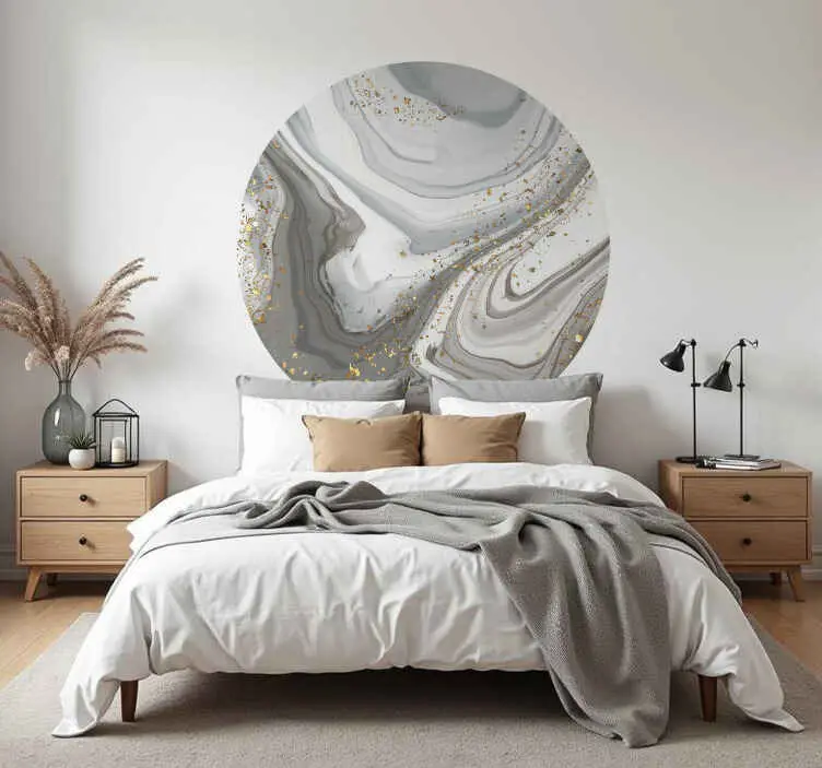 Grå cirkulär marmor wallsticker Extra rabatt
