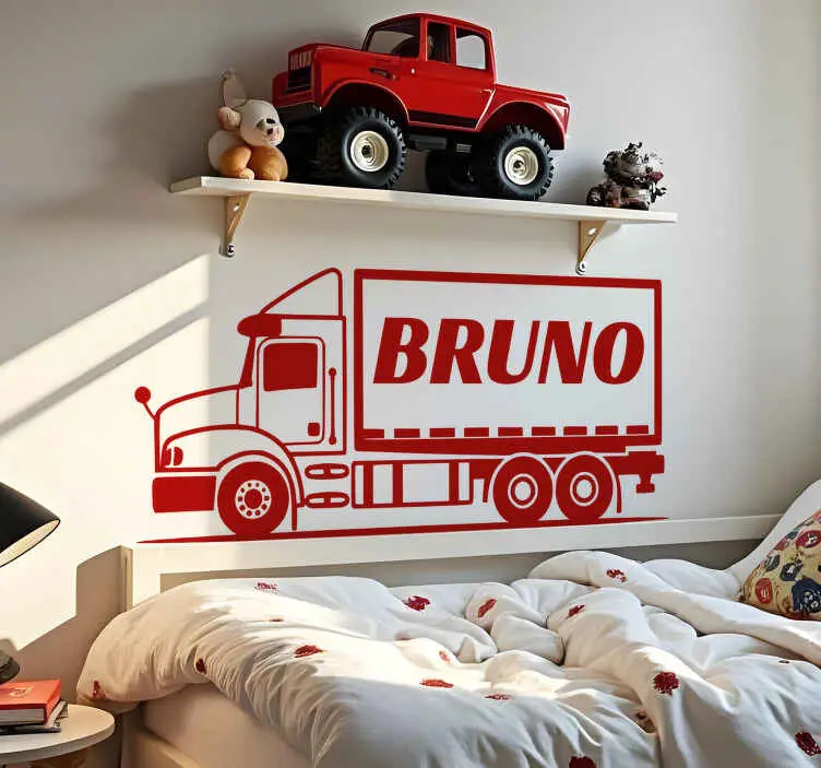 Lastbil med namn wallsticker för barn Nyhet
