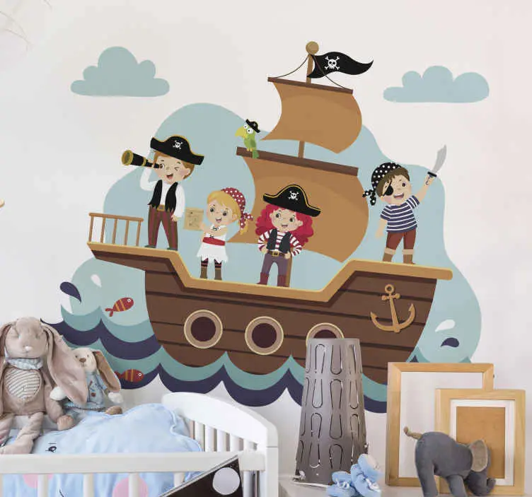 Rabatter Barn pirater illustration väggkonst