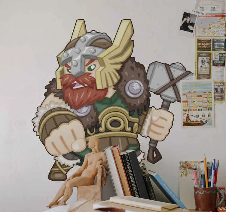 Viking man som bär stor yxa karaktär väggdekaler Fri frakt