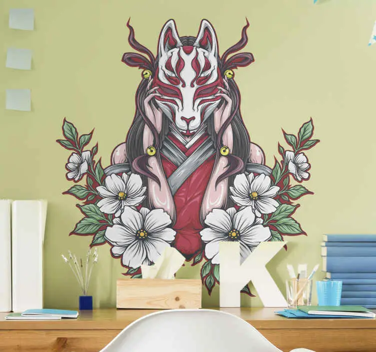 Reapris Anime kvinna i en mask illustration vägg konst