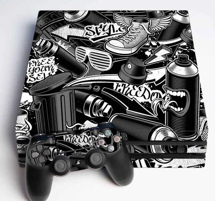 Retro graffiti playstation 4 dekal risnedsättning