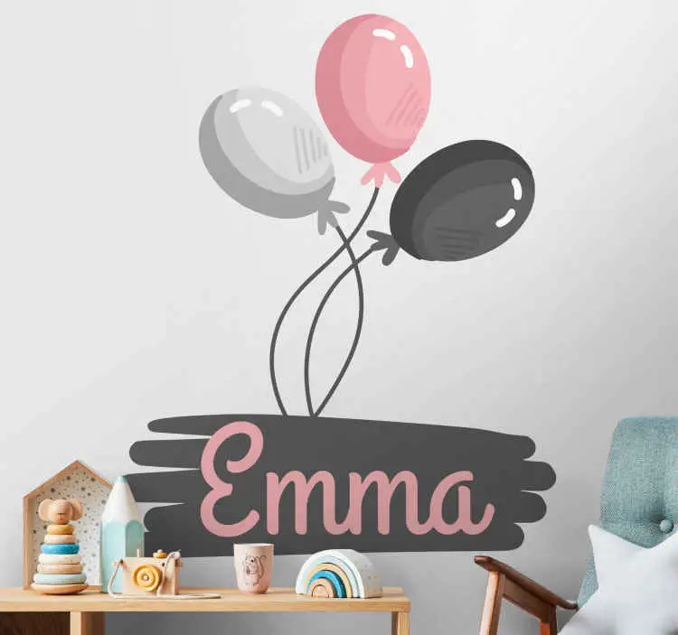 Utförsäljning Rosa och grå ballonger med en skylt illustration väggkonst