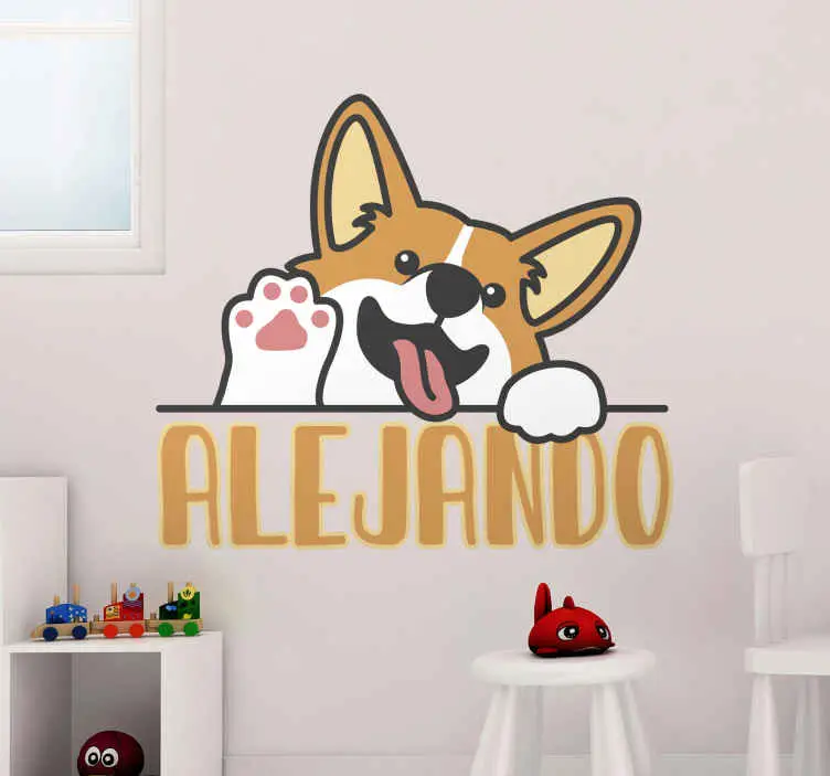 Bästa pris Anime corgi vinkande illustration väggkonst