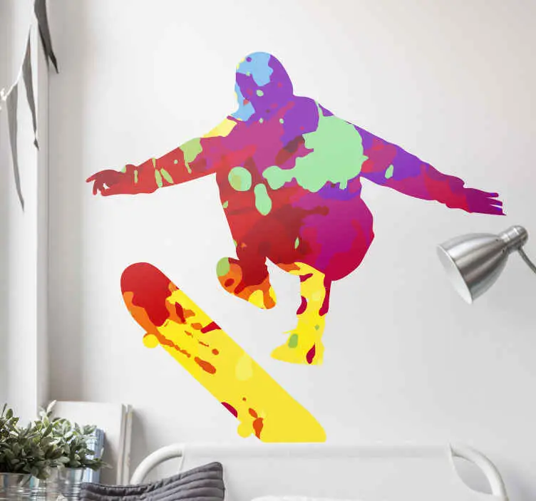 Kampanjpris Stänk färg färgglada skater vinyl vägg konst