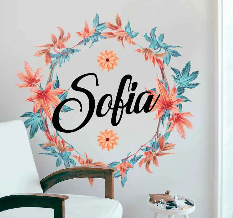 Köp online Höstblomma krona med namn anpassad dekal