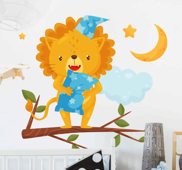 Lejon sover på trädillustrationen väggkonst Populär