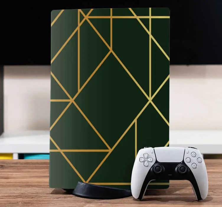 Fynd Grön konsistens med guldlinjer mönster playstation 5 dekal